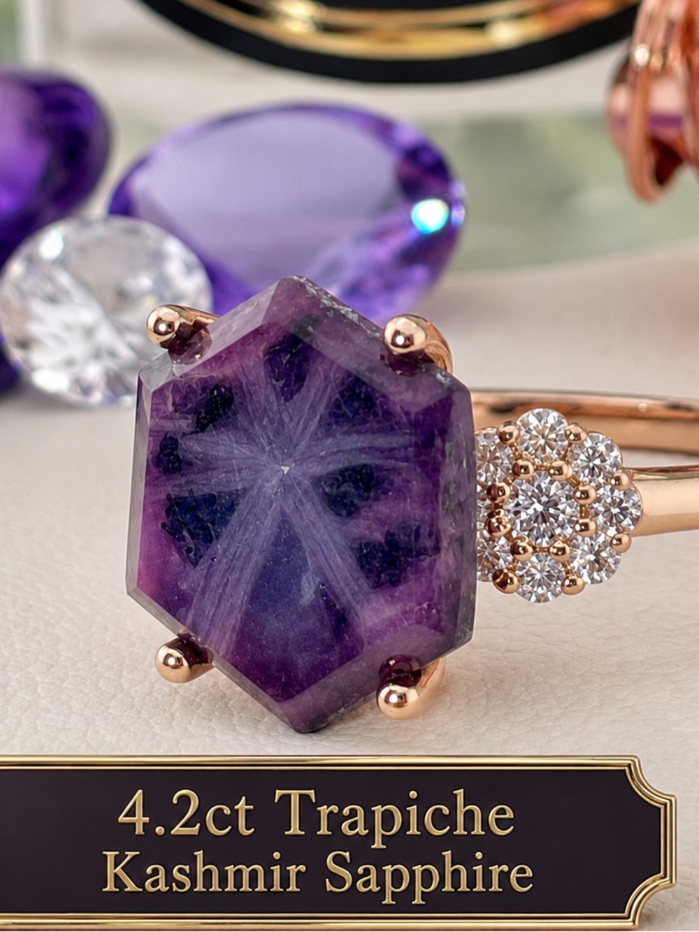 RARE‼️Kashmir Sapphire‼️ 14k Rose Gold Filled ring. Trapiche star sapphire topaz